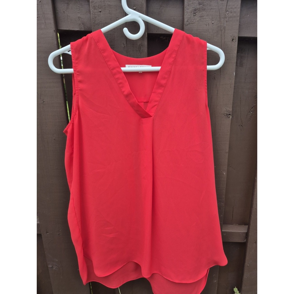Violet + Claire Blouse Sleeveless Red Womens Office Career Size S EUC